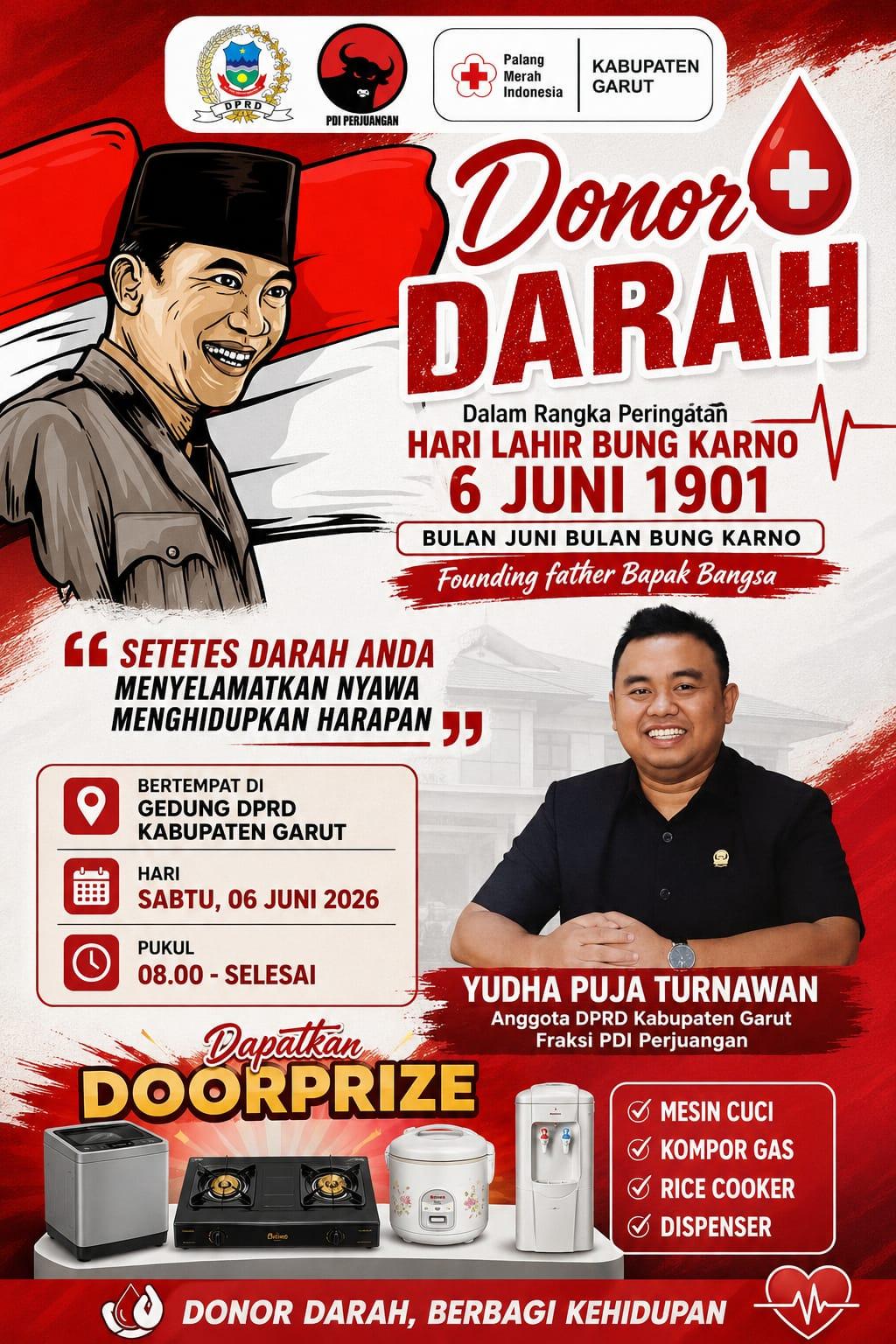 Besok, Yudha Gelar Donor Darah Bulan Bung Karno, Gandeng PMI Garut