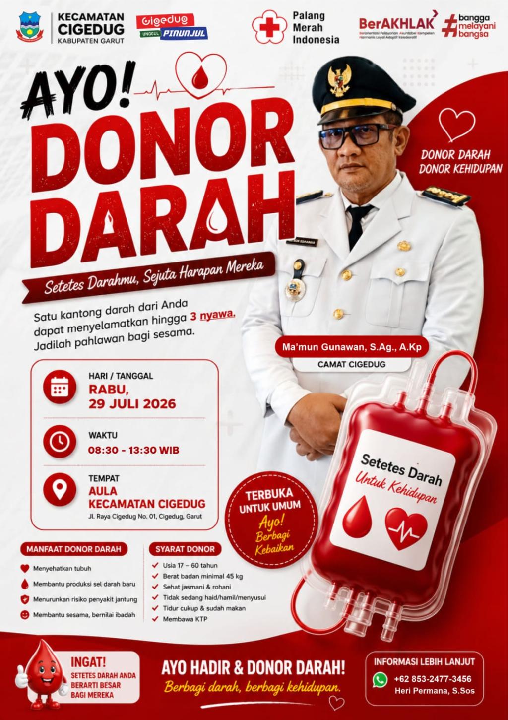 Kecamatan Cigedug dan PMI Garut Ajak Warga Ikut Donor Darah