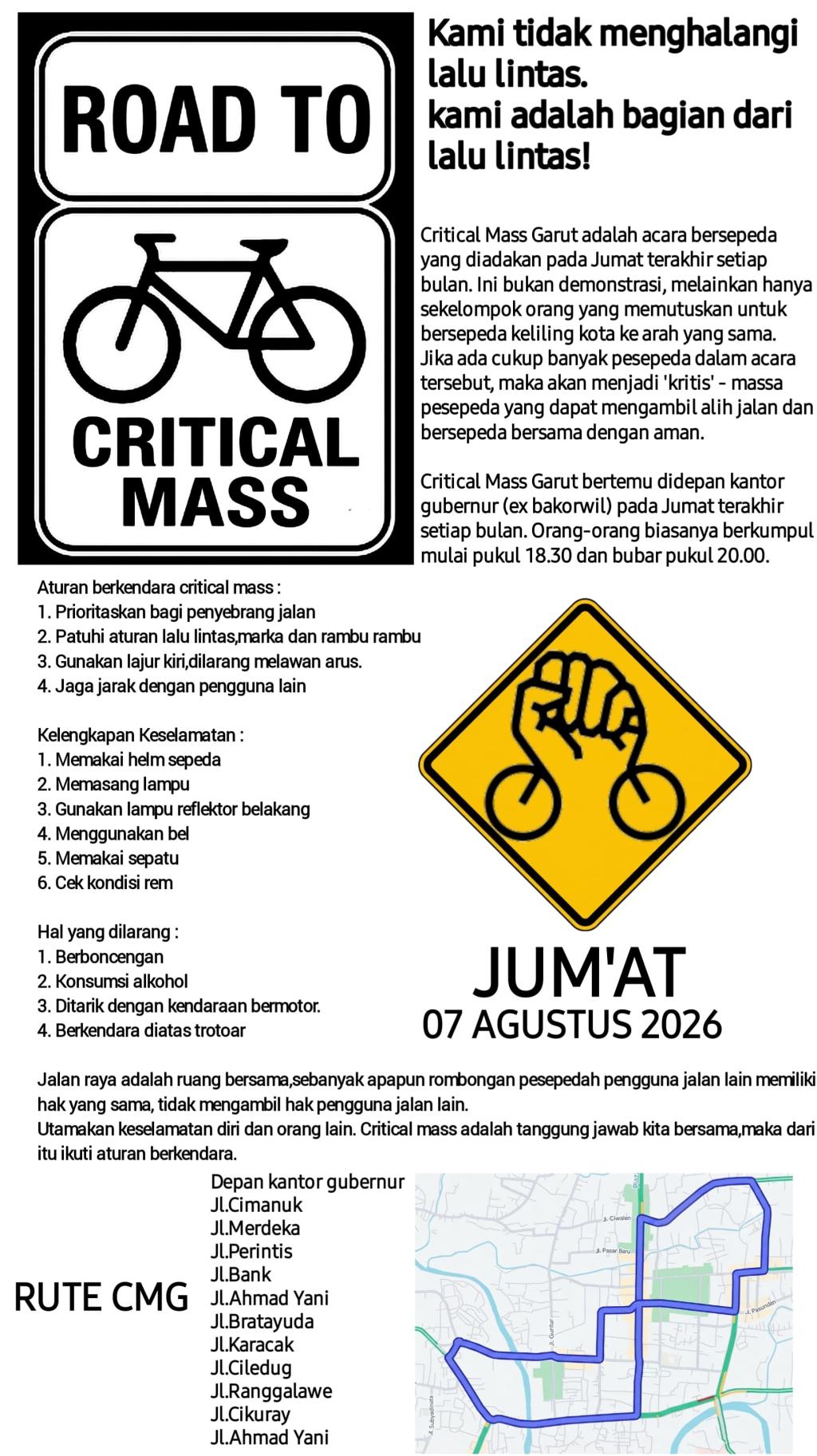 Rute Critical Mass Garut 7 Agustus 2026, Simak Jalurnya