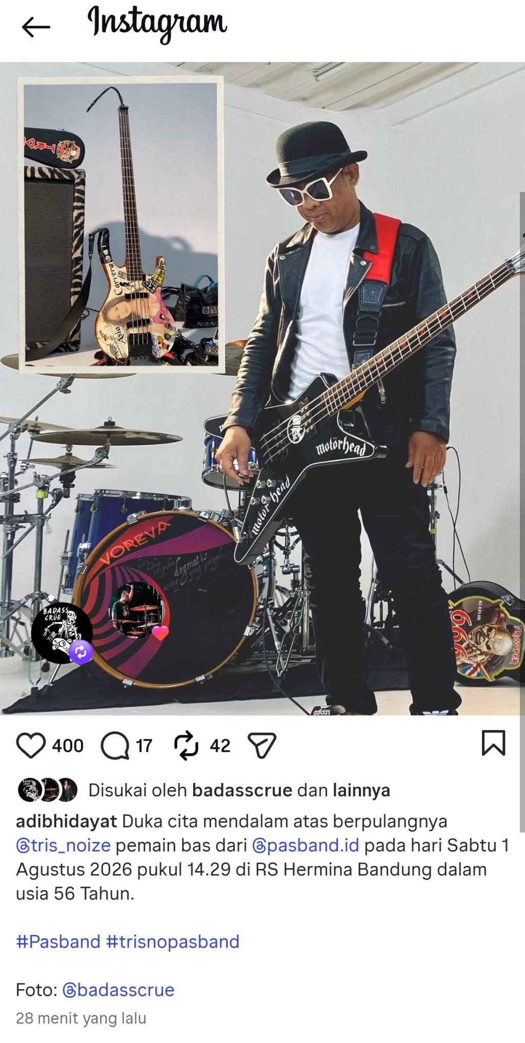 Trisno PAS Band Meninggal Dunia, Musik Rock Indonesia Berduka